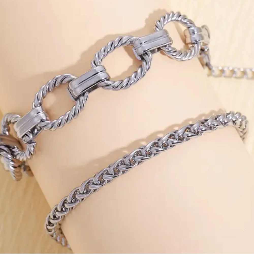 Stainless steel Chain Bracelet Set